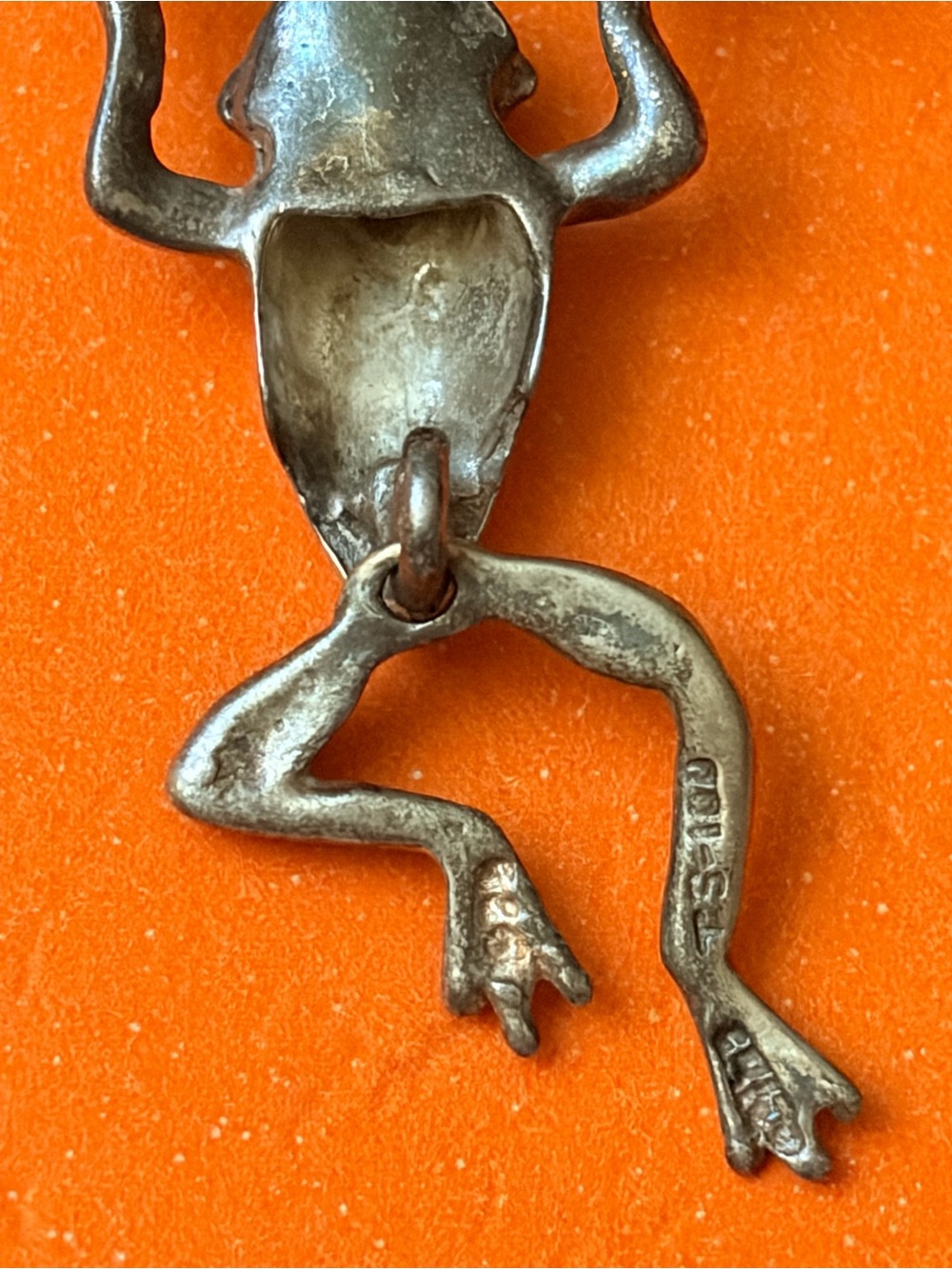 * Vintage Taxco Sterling Silver Figural Hinged Frog Brooch *
